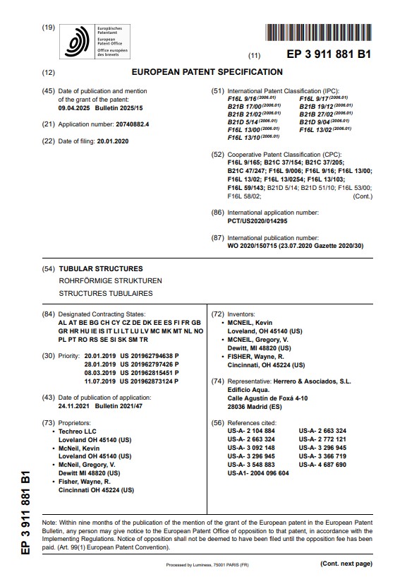 Patent_EP3911881B1 - Techreo Techreo European Patent EP 3911881 B1